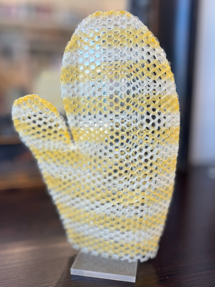 Stimulite® Exfoliating Honeycomb Bath Mitt Yellow & White